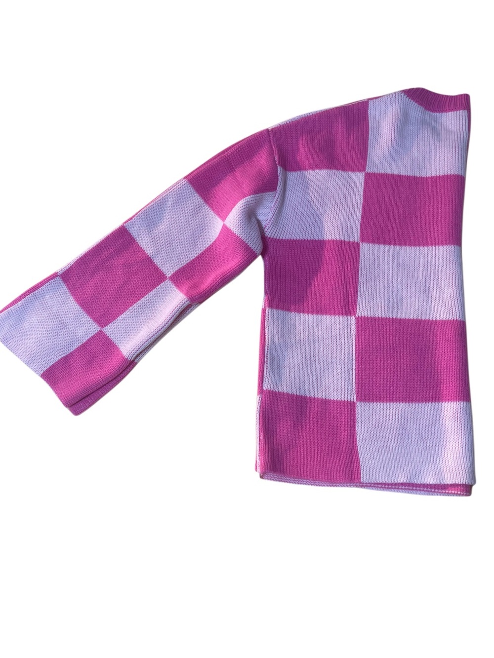 SHEIN Pink and White Checkered Crewneck Sweater NWOT Size M - Picture 4 of 9